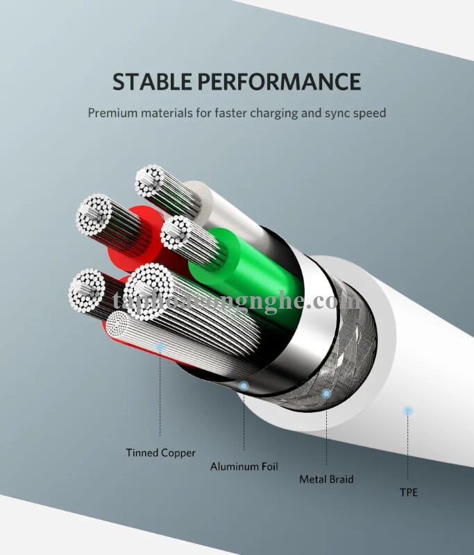 Ugreen 40887 0.5M 5A màu Trắng Dây USB sang USB Type-C vỏ ABS US253 30040887